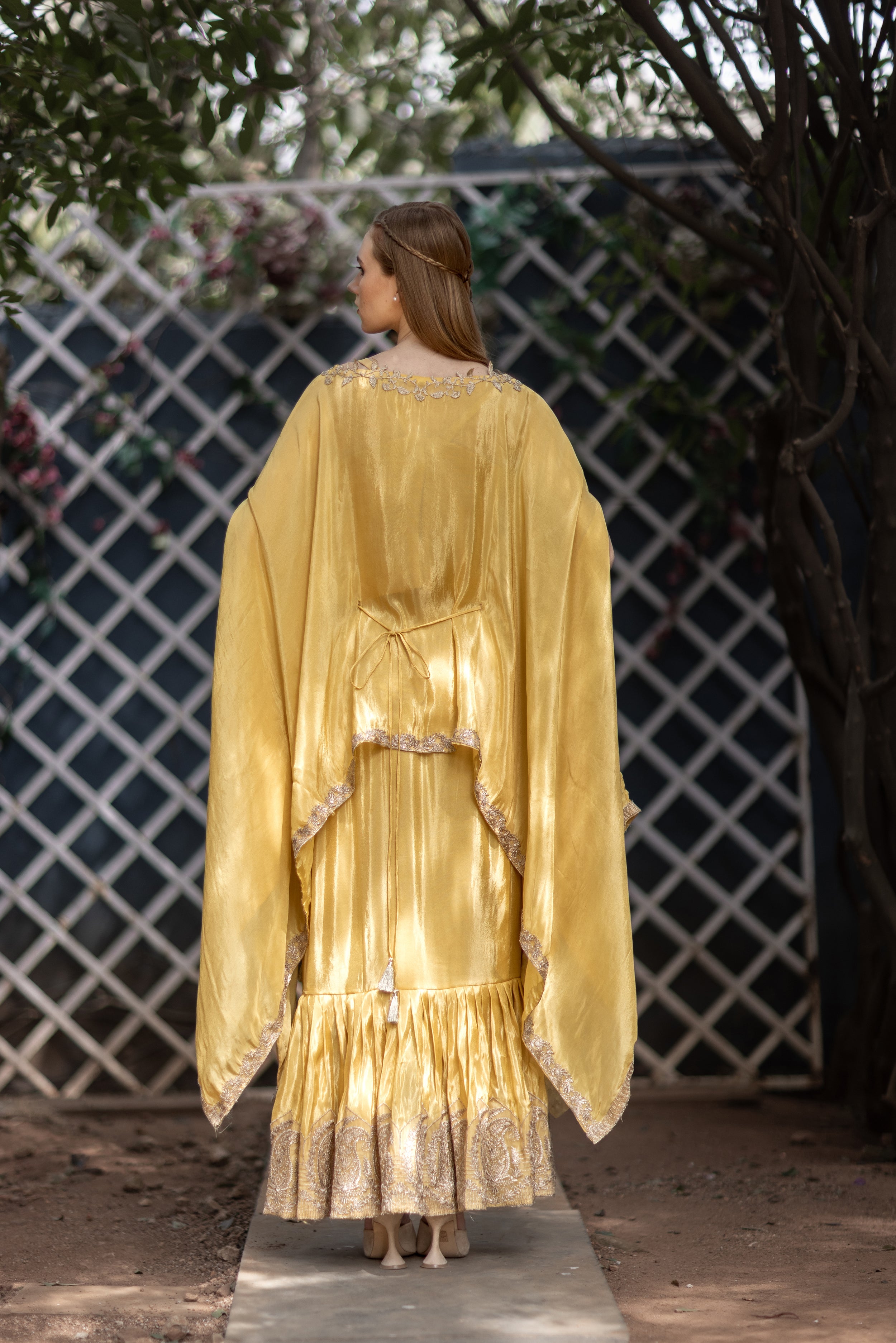 Yellow Gold Sharara Skirt set